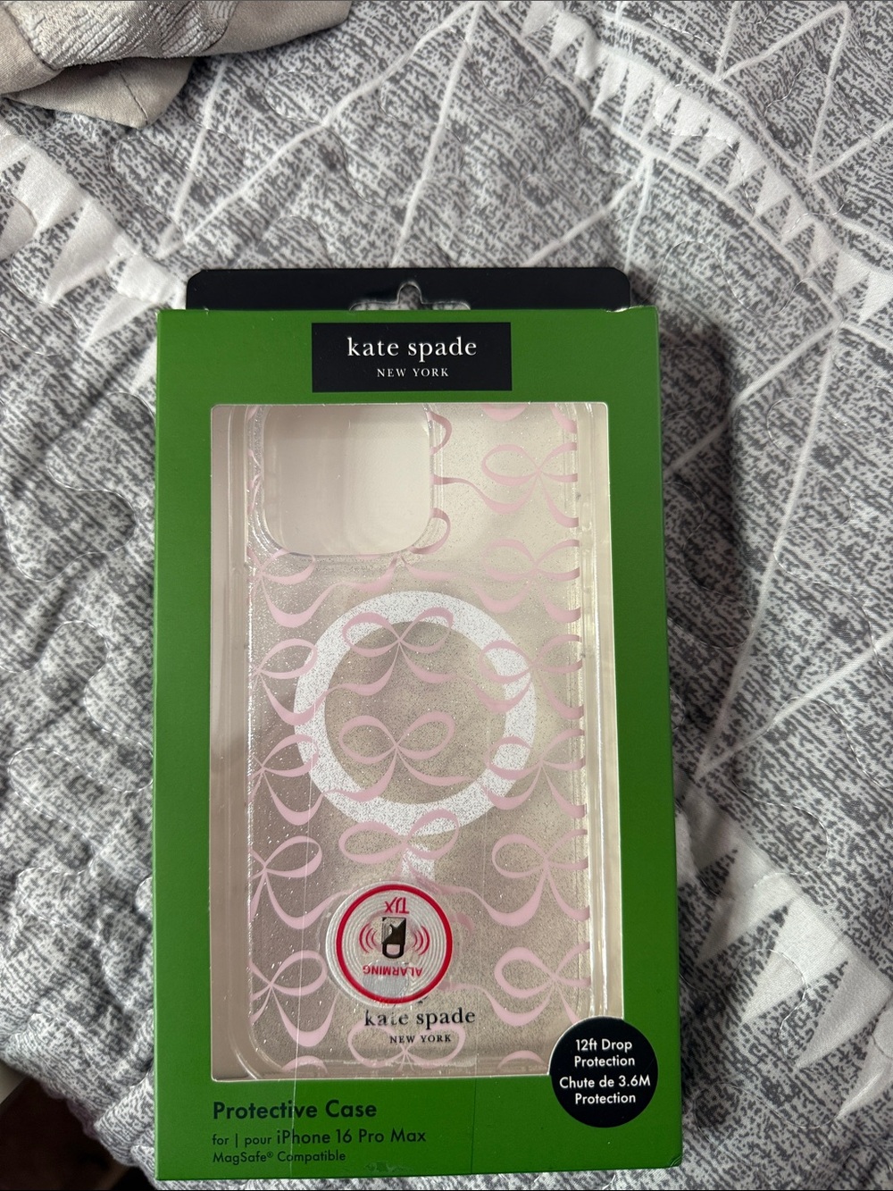 kate spade Clear Case with Pink Bow Pattern for iPhone 16 Pro Max